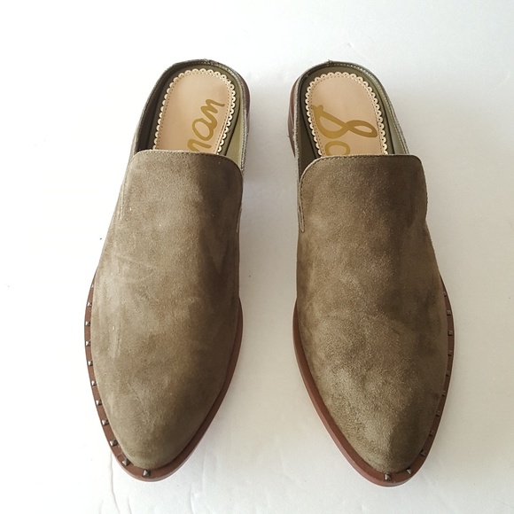 Sam Edelman Shoes - Sam Edelman Lewellyn Green Suede Studded Mules